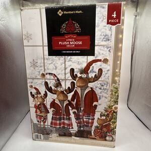 Member's Mark 4 Pc Plush Moose Set W/Adjustable Height On Legs Of Ma & Pa Xmas⬇️